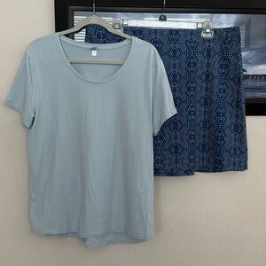 🚢 🏖️ ☀️ 2pc Ripskirt Hawaii Blue Tshirt and Patterned Skirt Length 2 ( XXL)